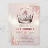 Invitation Princess Crown Parties scintillant Drives Bokeh An (Devant / Derrière)