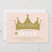 Invitation Princess Crown Rose Girls Anniversaire (Devant)