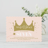 Invitation Princess Crown Rose Girls Anniversaire (Debout devant)
