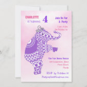 Invitation Princess Cute Elephant Girls Anniversaire (Devant)