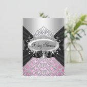 Invitation Princess Diamond Tiara & Bow Baby shower Invitatio (Debout devant)