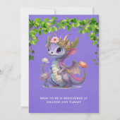 Invitation Princess Dragon Florals Baby shower fille (Dos)