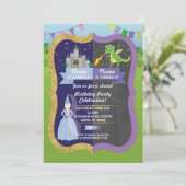 Invitation Princess & Dragon Shared Boy Girl Birthday Invitat (Debout devant)