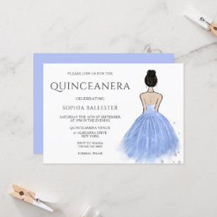 Invitation Princess Dress Blue Wonderland Quinceanera Party