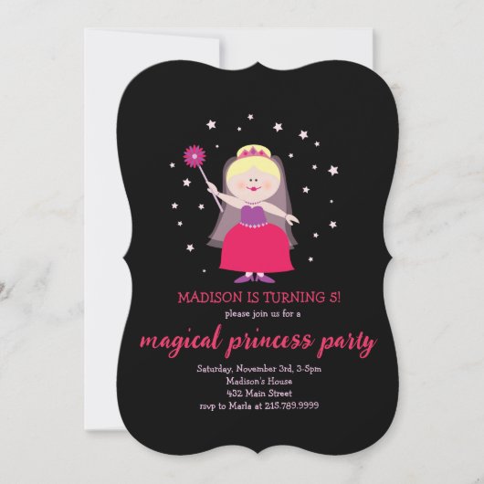 Invitation PRINCESS DRESS UP BLONDE HOUSE Anniversaire (Devant)