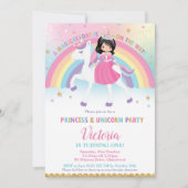 Invitation Princess et Unicorn Rainbow Castle (Devant)