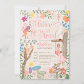 Invitation Princess fairy champignons fleurs baby shower chic (Devant)