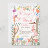 Invitation Princess fairy champignons fleurs baby shower chic (Devant)