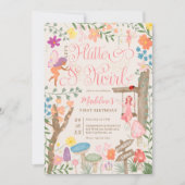 Invitation Princess fairy champignons fleurs chic 1er anniver (Devant)