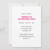 Invitation Princess Fairy Girl's 4th Birthday Party (Dos)