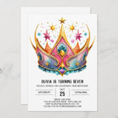 Invitation Princess Fairytale Birthday Crown (Devant / Derrière)