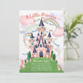 Invitation Princess Fairytale Castle Bunny Baby Girl Douche (Debout devant)