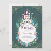 Invitation Princess Fairytale Castle Forest Baby Girl Douche (Devant)