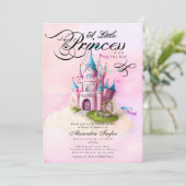 Invitation Princess Fairytale Castle Rose Baby Girl Douche (Debout devant)