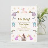 Invitation Princess Fairytale Dragon Unicorn Baby shower (Debout devant)