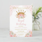 Invitation Princess Floral Pink & Gold Birthday (Debout devant)