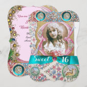 INVITATION PRINCESS FLORAL SWEET 16 FÊTE D'ANNIVERSAIRE AVEC  (Devant / Derrière)