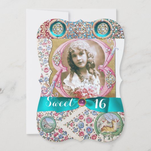 INVITATION PRINCESS FLORAL SWEET 16 FÊTE D'ANNIVERSAIRE AVEC  (Devant)