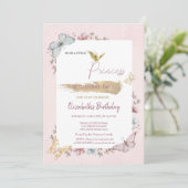 Invitation Princess Flowers Papillons rose Anniversaire (Debout devant)
