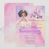 Invitation Princess Girl Castle African American Birthday (Devant / Derrière)