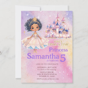 Invitation Princess Girl Castle African American Birthday