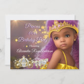 Invitation Princess Girls Anniversaire fête tiara violette et (Devant)