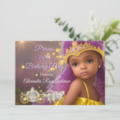 Invitation Princess Girls Anniversaire fête tiara violette et (Debout devant)