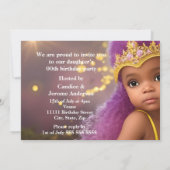 Invitation Princess Girls Anniversaire fête tiara violette et (Dos)