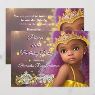 Invitation Princess Girls Anniversaire fête tiara violette et