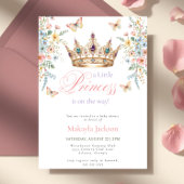 Invitation Princess Gold Crown Floral Butterfly Baby Shower