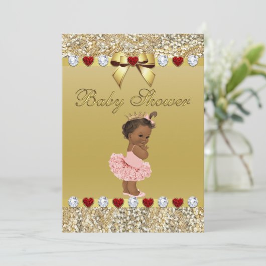 Invitation Princess Gold Sequins and Bow (Debout devant)
