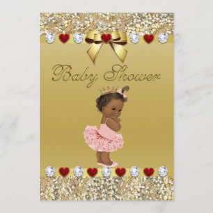 Invitation Princess Gold Sequins and Bow