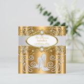 Invitation Princess Gold White Pearl Diamond talons hauts (Debout devant)