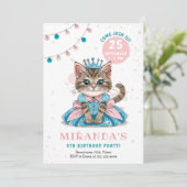 Invitation Princess Kitty Girl Birthday Party (Debout devant)
