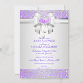 Invitation Princess Lavender Lilac & Silver Diamonds Bow (Dos)