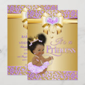 Invitation Princess Lilac & Gold Diamond Africain Américain (Devant / Derrière)
