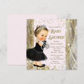 Invitation Princess Little Lady Pink Gold Girl Baby shower (Devant / Derrière)