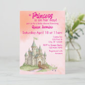 Invitation Princess on her way, castle baby shower (Debout devant)