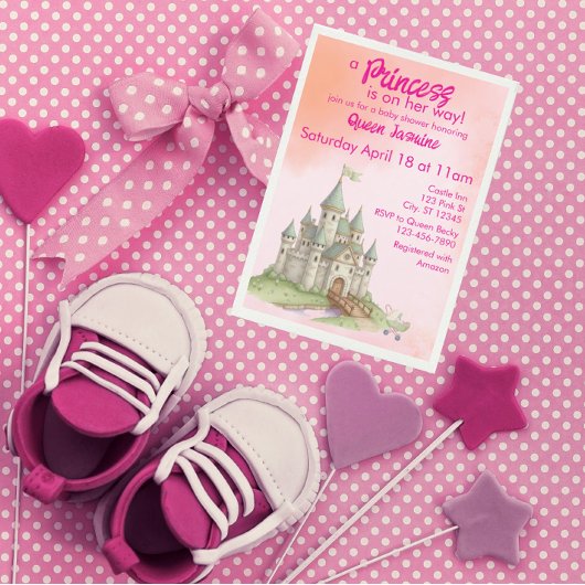 Invitation Princess on her way, castle baby shower