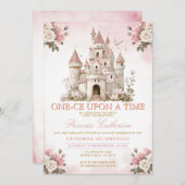 Invitation Princess ONE-CE Upon a time 1st birthday Castle (Devant / Derrière)