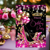 Invitation Princess Parties scintillant rose chaud talons hau