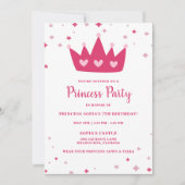 Invitation Princess Party Fille de la Couronne rose fête d'an (Devant)