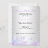 Invitation Princess Party Purple Turquoise Bleu Tiara Papillo (Dos)
