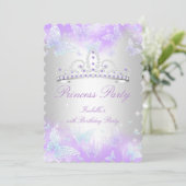 Invitation Princess Party Purple Turquoise Bleu Tiara Papillo (Debout devant)