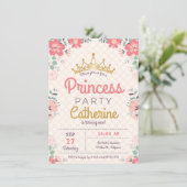 Invitation Princess Party sur Floral Arrière - plan. (Debout devant)