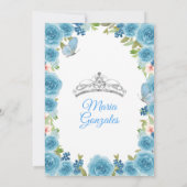 Invitation Princess Pastel Blue Roses & Butterfly Mis Quince (Dos)