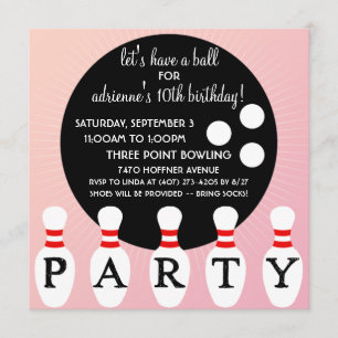 Invitation Princess Pin Pin Party Bowling