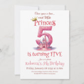 Invitation Princess Pink Castle Girl 5e anniversaire (Devant)