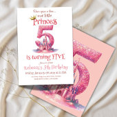 Invitation Princess Pink Castle Girl 5e anniversaire