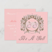 Invitation Princess Pink Chaussures fille Baby shower Invitat (Devant / Derrière)